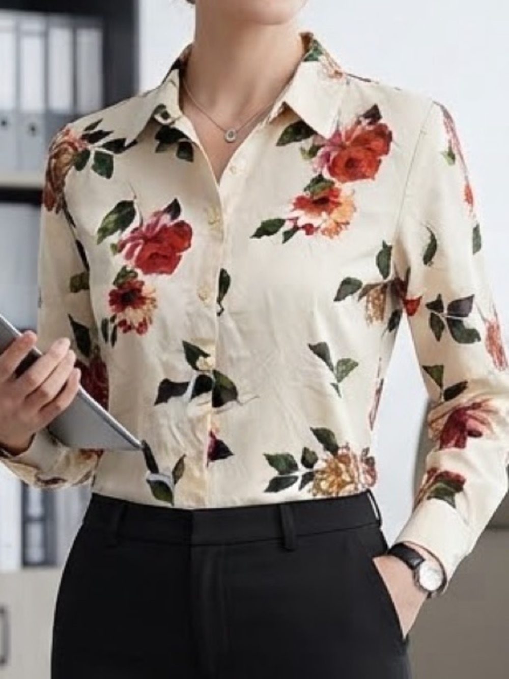 Philosophy Republic Clothing Floral Button-Down Viscose Shirt Size M Romantic